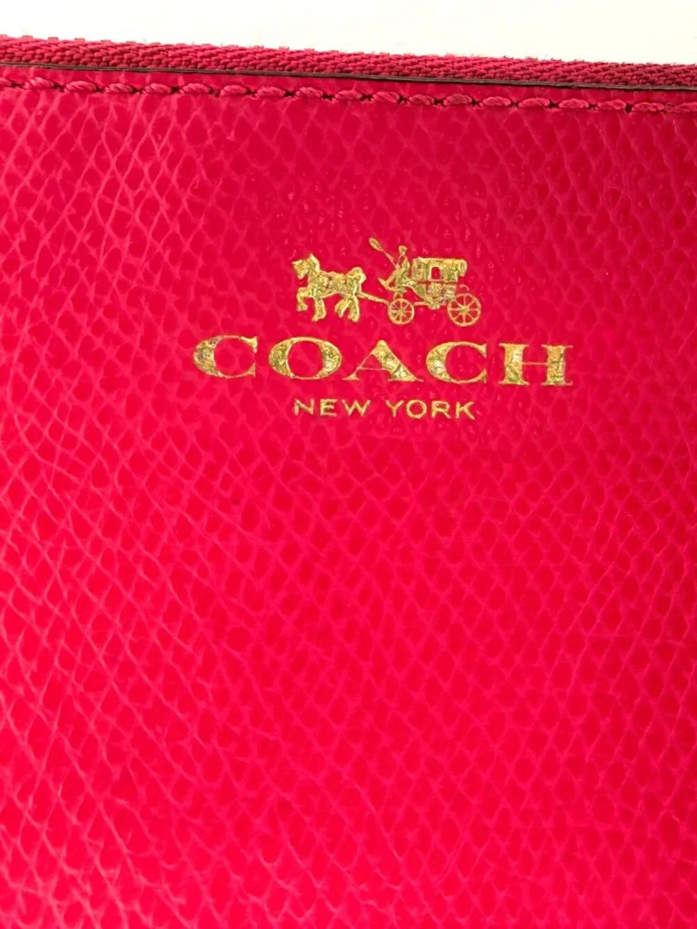 Coach Hot Pink Saffiano Leather Wristlet Wallet - Zip Pouch Clutch | HOT PINK